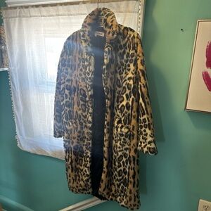 Free People Leopard Print Faux Fur Coat